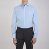 View 2 of product A Turnbull & Asser Blue Shirt with Regent Collar and 2-Button Cocktail Cuffs is neatly folded, featuring white buttons, and displayed on a plain white background.