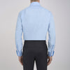View 3 of product A Turnbull & Asser Blue Shirt with Regent Collar and 2-Button Cocktail Cuffs is neatly folded, featuring white buttons, and displayed on a plain white background.