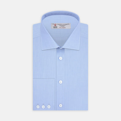 Light Blue End On End Shirt With Regent Collar &amp; 3 Button Cuffs