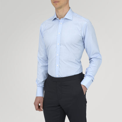 Light Blue End On End Shirt With Regent Collar &amp; 3 Button Cuffs Image 1