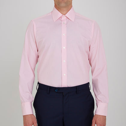 Pink End-on-End Shirt with T&A Collar and 3-Button Cuffs Image 1