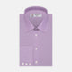 A neatly folded Turnbull & Asser Lilac End-on-End Shirt with T&A collar and 3-button cuffs, featuring white buttons and long sleeves, is displayed on a plain white background.