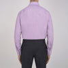 View 3 of product A neatly folded Turnbull & Asser Lilac End-on-End Shirt with T&A collar and 3-button cuffs, featuring white buttons and long sleeves, is displayed on a plain white background.