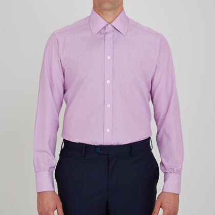 Lilac End-on-End Shirt with T&A Collar and Double Cuffs Image 1