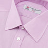 View 5 of product The Turnbull & Asser Lilac End-on-End Shirt features a T&A collar, double cuffs, and white buttons. Crafted from Italian two-tone cloth, this long-sleeved shirt is neatly folded and displayed on a plain white background.