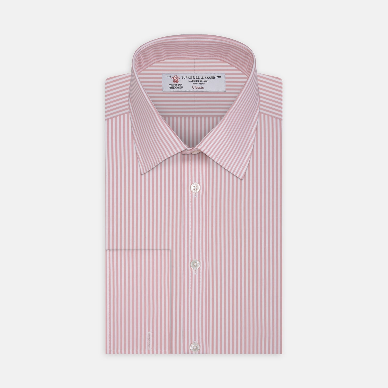 View 1 of product A neatly folded Turnbull & Asser blue shirt with a regent collar and 2-button cocktail cuffs, displayed against a plain white background.