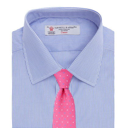 Blue Fine Bengal Stripe Shirt with T&A Collar and 3-Button Cuffs Image 3