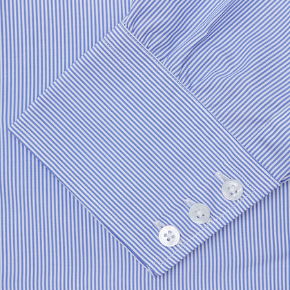 Blue Fine Bengal Stripe Shirt with T&A Collar and 3-Button Cuffs Image 5