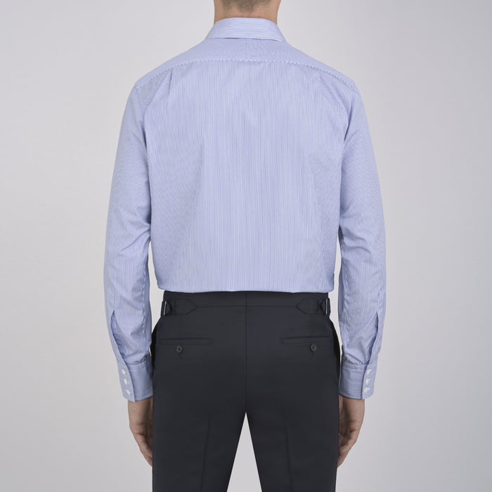 Blue Fine Bengal Stripe Shirt with T&A Collar and 3-Button Cuffs Image 2