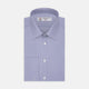 The Turnbull & Asser Blue Fine Bengal Stripe Shirt features a T&A collar, double cuffs, and white buttons, neatly folded and displayed against a plain white background.