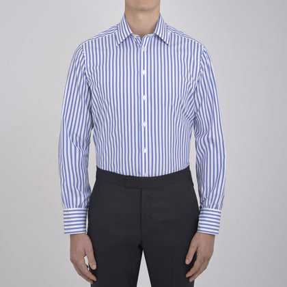 Blue and White Candy Stripe Shirt with T&A Collar and 3-Button Cuffs Image 1