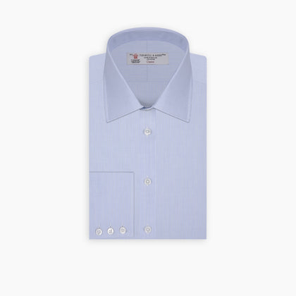 Light Blue Fine Check Shirt with T&A Collar and 3-Button Cuffs Image 6