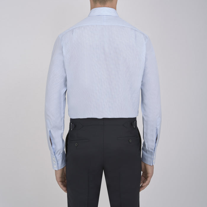 Light Blue Fine Check Shirt with T&A Collar and 3-Button Cuffs Image 2
