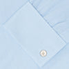 View 6 of product Turnbull & Asser’s Light Blue Fine Check Shirt features a T&A collar, double cuffs, and a subtle checked cotton pattern, neatly displayed on a white background for a classic smart look.