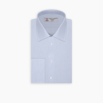 Light Blue Fine Check Shirt with T&amp;A Collar and Double Cuffs Image 6