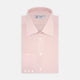 The Turnbull & Asser Pink Fine Check Shirt features a T&A collar, 3-button cuffs, and a subtle pink check design, made from fine cotton. Displayed neatly folded against a plain backdrop.