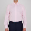 View 2 of product The Turnbull & Asser Pink Fine Check Shirt features a T&A collar, 3-button cuffs, and a subtle pink check design, made from fine cotton. Displayed neatly folded against a plain backdrop.