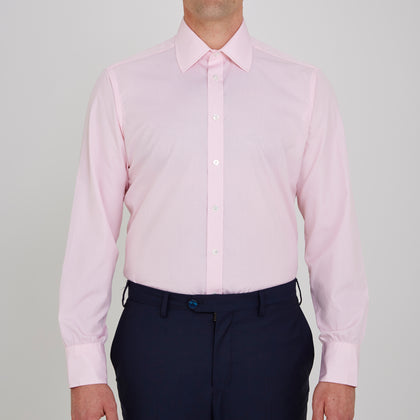 Pink Fine Check Shirt with T&A Collar and 3-Button Cuffs Image 1