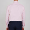 View 3 of product The Turnbull & Asser Pink Fine Check Shirt features a T&A collar, 3-button cuffs, and a subtle pink check design, made from fine cotton. Displayed neatly folded against a plain backdrop.