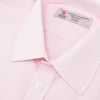 View 5 of product The Turnbull & Asser Pink Fine Check Shirt features a T&A collar, 3-button cuffs, and a subtle pink check design, made from fine cotton. Displayed neatly folded against a plain backdrop.