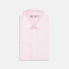View 1 of product The Turnbull & Asser Pink Fine Check Shirt features a T&A collar, double cuffs, and classic white buttons, neatly folded and displayed against a plain white background.