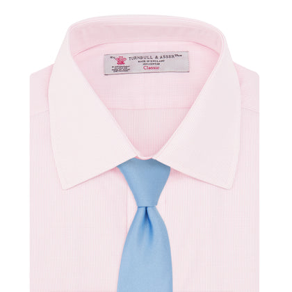 Pink Fine Check Shirt with T&A Collar and Double Cuffs Image 3
