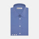 The Turnbull & Asser Dark Blue End-On-End Shirt features a T&A collar and 3-button cuffs, displayed neatly folded on a white background. Ideal for pairing with a navy suit, the label inside the collar is visible.