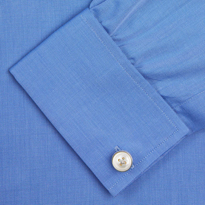 Dark Blue End-on-End Shirt with T&A Collar and Double Cuffs Image 5