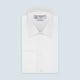 The Turnbull & Asser Two-Fold 120 White Shirt features a T&A collar and 3-button cuffs—an everyday essential, displayed against a light blue background.