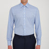 View 2 of product The Turnbull & Asser Blue Prince of Wales Check Shirt features a T&A collar and double cuffs, shown against a white background—ideal for timeless, minimalist style.
