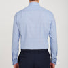 View 3 of product The Turnbull & Asser Blue Prince of Wales Check Shirt features a T&A collar and double cuffs, shown against a white background—ideal for timeless, minimalist style.