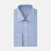 View 1 of product The Turnbull & Asser Blue Prince of Wales Check Shirt features a T&A collar and double cuffs, shown against a white background—ideal for timeless, minimalist style.