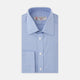 The Turnbull & Asser Blue Prince of Wales Check Shirt features a T&A collar and double cuffs, shown against a white background—ideal for timeless, minimalist style.