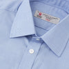 View 5 of product The Turnbull & Asser Blue Prince of Wales Check Shirt features a T&A collar and double cuffs, shown against a white background—ideal for timeless, minimalist style.