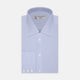 The Sky Blue Micro-Check Cotton Shirt by Turnbull & Asser features a T&A collar and 3-button cuffs, offering a refined take on classic British style. The shirt is neatly folded, showcasing its signature elegance against a white background.