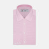 View 1 of product The Turnbull & Asser Pink Micro-Check Cotton Shirt features a T&A collar, 3-button cuffs, and a refined micro-check pattern, shown neatly folded against a white background.