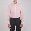 View 2 of product The Turnbull & Asser Pink Micro-Check Cotton Shirt features a T&A collar, 3-button cuffs, and a refined micro-check pattern, shown neatly folded against a white background.