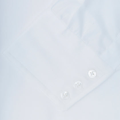 White Herringbone Superfine Cotton Shirt with T&A Collar and 3-Button Cuffs Image 5