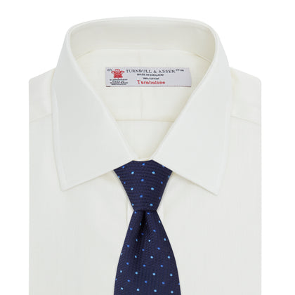 Cream Herringbone Superfine Cotton Shirt with T&A Collar and 3-Button Cuffs Image 3