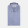 View 1 of product The Blue Herringbone Superfine Cotton Shirt by Turnbull & Asser features a T&A collar and 3-button cuffs, offering a refined minimalist look. Displayed against a plain white background.
