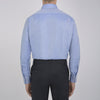 View 3 of product The Blue Herringbone Superfine Cotton Shirt by Turnbull & Asser features a T&A collar and 3-button cuffs, offering a refined minimalist look. Displayed against a plain white background.