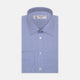 The Turnbull & Asser Blue Herringbone Superfine Cotton Shirt features a T&A collar and double cuffs—an essential for discerning gentlemen—shown folded on a plain white background.