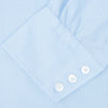 View 6 of product Turnbull & Asser's Light Blue Royal Oxford Cotton Shirt features a button-down collar, 3-button cuffs, and white buttons. Men's shirt comes neatly folded, with a branded neck label displaying garment details—ideal under a navy suit.