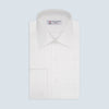 View 1 of product The Turnbull & Asser White Sea Island Quality Cotton Dress Shirt features a T&A collar and double cuffs, elegantly displayed on a light gray background.