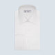 The Turnbull & Asser White Sea Island Quality Cotton Dress Shirt features a T&A collar and double cuffs, elegantly displayed on a light gray background.