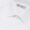View 5 of product The Turnbull & Asser White Sea Island Quality Cotton Dress Shirt features a T&A collar and double cuffs, elegantly displayed on a light gray background.