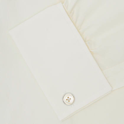 Cream Sea Island Quality Cotton Shirt with T&A Collar and Double Cuffs Image 5