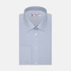 View 1 of product A neatly folded Light Blue Sea Island Quality Cotton Shirt by Turnbull & Asser, featuring a T&A collar and double cuffs, is displayed against a plain white background with the brand label visible inside the collar.