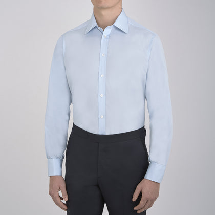 Light Blue Sea Island Quality Cotton Shirt with T&A Collar and Double Cuffs Image 1