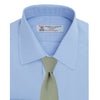 View 4 of product The Turnbull & Asser Blue Sea Island Quality Cotton Shirt features a T&A collar, double cuffs, and is showcased neatly folded on a plain white background.